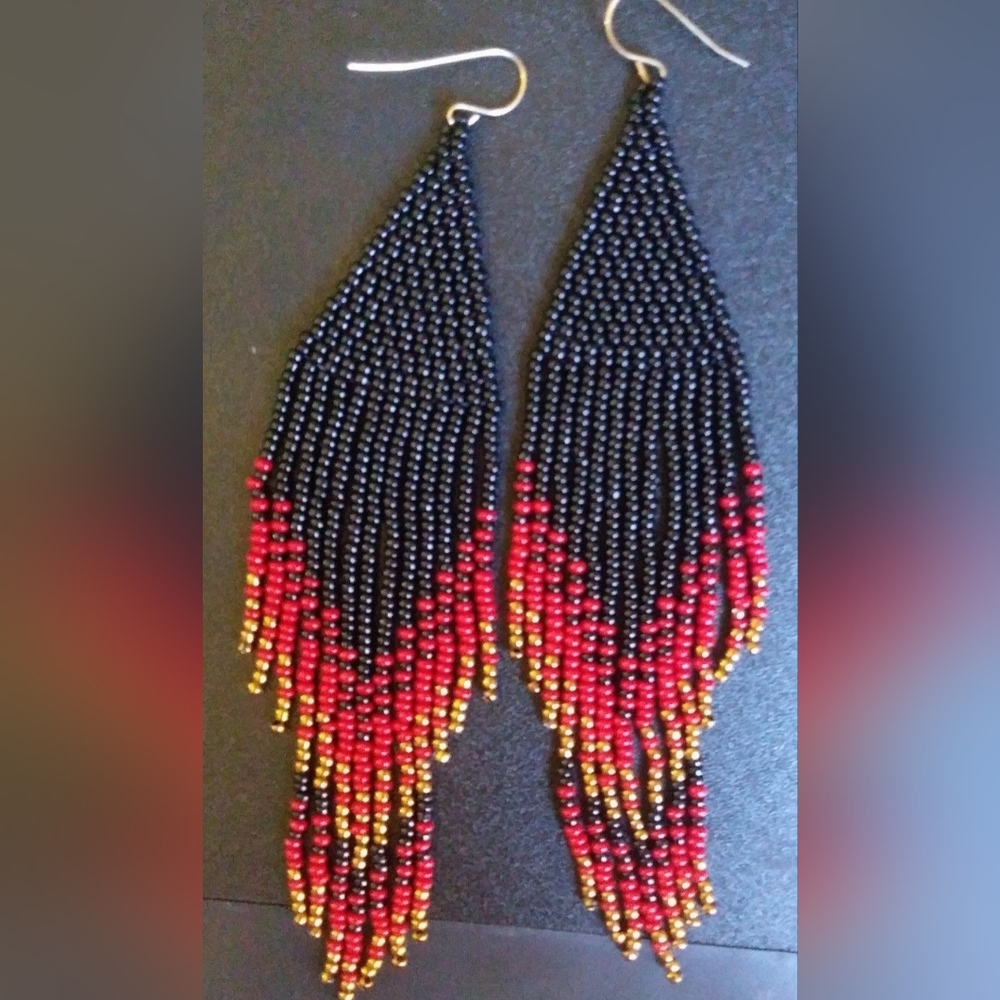 Handcrafted beaded fringe earrings